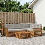 vidaXL Ensemble de canapés d'extérieur 5 Pièces Naturel et gris clair