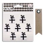 Stickers cadeaux noirs & blancs + 20 étiquettes kraft Fanion