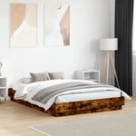 vidaXL Cadre de lit avec lumières LED chêne fumé 140x190 cm
