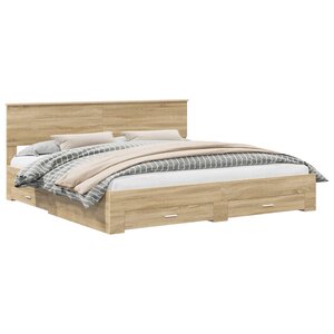 vidaXL Cadre de lit Chêne Sonoma 200 x 200 cm Bois d'ingénierie