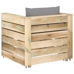 Salon de jardin meuble d'extérieur ensemble de mobilier 2 pièces avec coussins bois imprégné de vert 02_0015888
