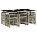 vidaXL Ensemble à manger de jardin 11Pièces avec coussins gris poly rotin