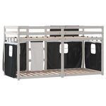 vidaXL Lit superposé avec rideaux blanc/noir 75x190 cm bois pin massif