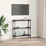 vidaXL Table console avec étagère Chêne noir 75 x 22.5 x 75 cm