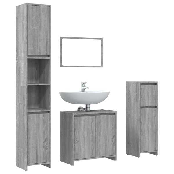 vidaXL Ensemble de meubles de salle de bain 4 Pièces Sonoma gris
