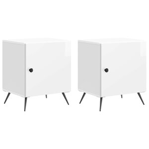 vidaXL Cabinet de chevet 2 pc Blanc brillant 43 x 34 5 x 50 cm