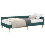 vidaXL Cadre de lit d'angle avec matelas avec matelas 2 Pièces Vert tissu