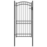 vidaXL Portail de clôture avec dessus arqué Acier 100x200 cm Noir