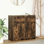 vidaXL Buffet avec tiroir chêne fumé 80x34x76 cm bois d'ingénierie