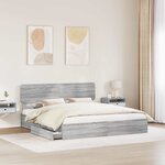 vidaXL Lit de Rangement Gris Sonoma 200 x 200 cm Bois d'ingénierie