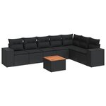 vidaXL Salon de jardin 8 Pièces avec coussins noir résine tressée