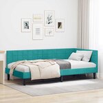 vidaXL Cadre de lit d'angle Turquoise 90 x 190 cm Velours