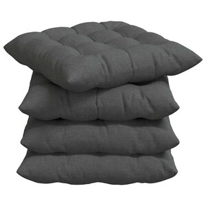 vidaXL Coussins de siège 4 pc Tissu Gris foncé 40 x 40 x 6 cm