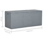 vidaXL Boîte de rangement de jardin 270 L Gris PP Rotin