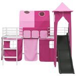 vidaXL Lit mezzanine pour enfants Blanc et rose 90 x 200 cm Métал