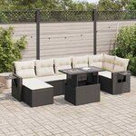 vidaXL Salon de jardin 8 Pièces avec coussins noir résine tressée