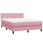 vidaXL Sommier à lattes de lit avec matelas rose 160x220 cm velours
