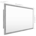 vidaXL Miroir à LED de salle de bain Gris béton 90x8 5x37 cm Acrylique