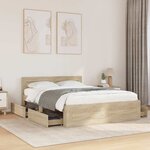vidaXL Cadre de lit 2 Pièces Sonoma 137 x 188 cm Bois d'ingénierie