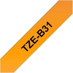 Tze-tape tze-b31 cassette à ruban  largeur: 12 mm  noir / orange fluo brother