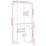 vidaXL Buffet haut Sonoma gris 69 5x34x180 cm Bois d'ingénierie