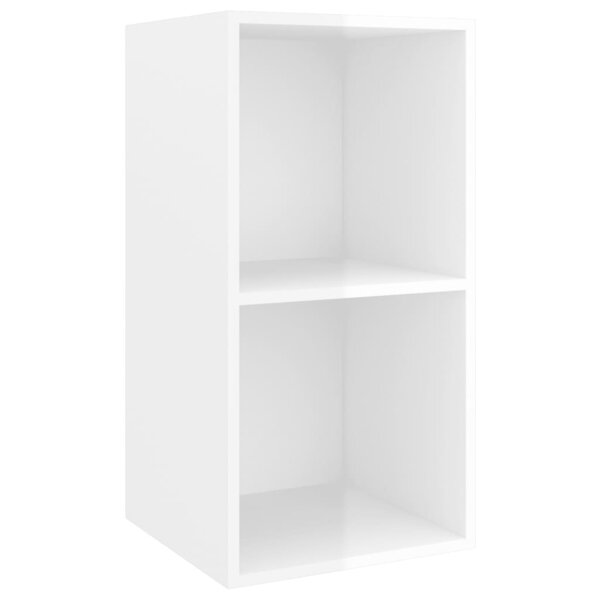 vidaXL Meuble TV mural Blanc brillant 37x37x72 cm Bois d’ingénierie