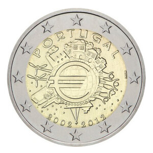 2 euros commémorative Portugal 2012 - 10 ans de l'Euro.