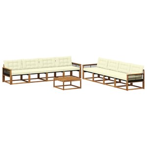 vidaXL Ensemble de canapés d'extérieur 9 Pièces Naturel et Crème
