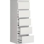 Commode CHELSEA 5 tiroirs - 41 8 x 42 2 x 128 1 cm- blanc mat