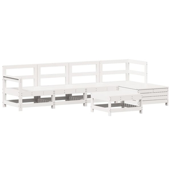 vidaXL Salon de jardin 6 Pièces blanc bois de pin massif