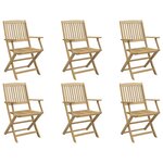 vidaXL Chaises de jardin pliantes lot de 6 54 5x58x90 cm bois d'acacia