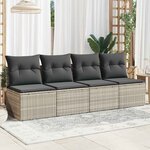 vidaXL Canapé de jardin et coussins 4 places gris clair résine tressée