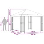 vidaXL Pavillon 3 x 3 m Bleu Polyester et Acier 190 gsm