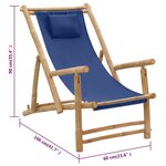 vidaXL Chaise de terrasse Bambou et toile Bleu marine