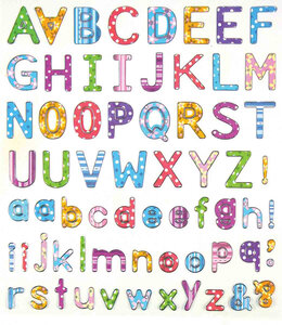 Stickers alphabet pois et rayures de 0 5 à 2 cm x 67 pièces