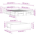 vidaXL Cadre de lit avec tiroirs sans matelas blanc 140x190 cm