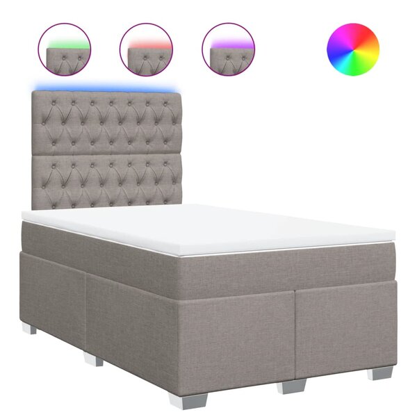 vidaXL Sommier à lattes de lit avec matelas taupe 120x190 cm tissu