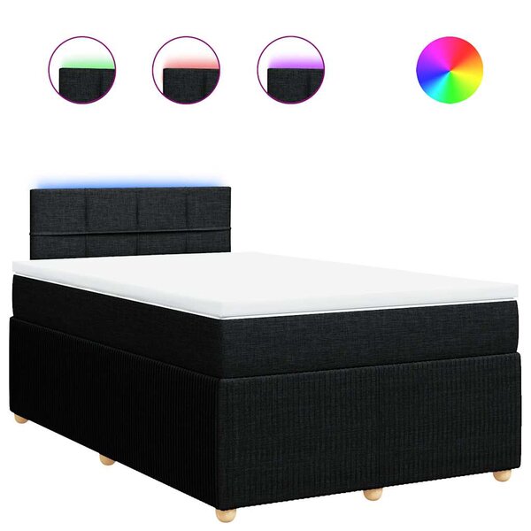 vidaXL Sommier à lattes de lit avec matelas noir 120x190 cm tissu