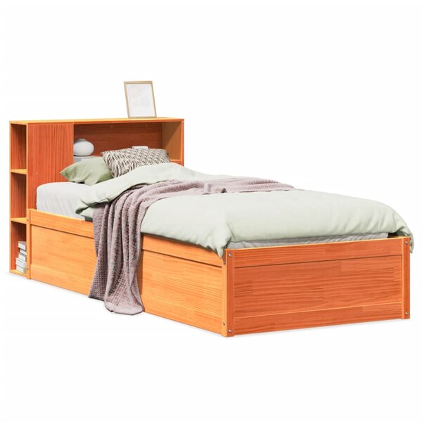 vidaXL Cadre de lit sans matelas cire marron 75x190 cm bois pin massif