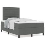vidaXL Lit à Sommier à Ressorts avec Matelas Gris Foncé Petit Double Tissu