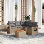 vidaXL Salon de jardin avec coussins 6 Pièces beige résine tressée