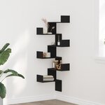 Étagère d'angle vidaXL Bois noir 45x45x147 cm en bois d'ingénierie