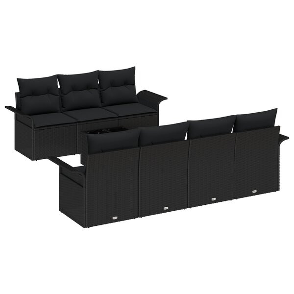 vidaXL Ensemble de canapé de jardin 8 pièces avec coussins noirs en rotin polyéthylène
