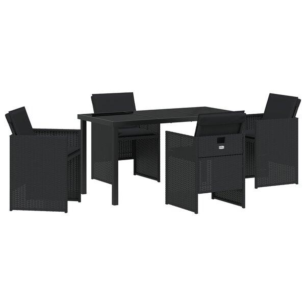 VidaXL Meuble de jardin 5 pièces avec coussins en rotin noir