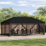 vidaXL Gazebo avec murs latéraux 6 x 3 m Noir Polyester et Acier 190