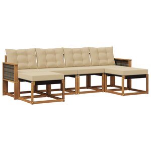 vidaXL Ensemble de canapés d'extérieur 6 Pièces Naturel et Beige