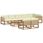 vidaXL Ensemble de canapés d'extérieur 9 Pièces Naturel et Crème