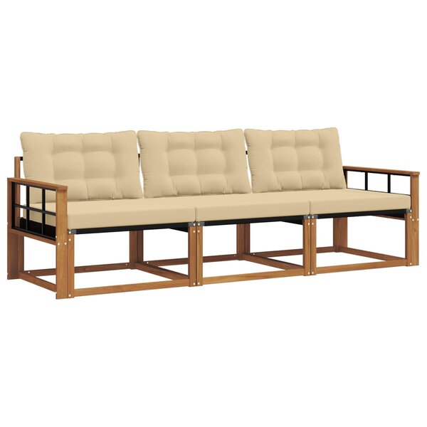 vidaXL Ensemble de canapés d'extérieur 3 pc Naturel et Beige