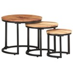 vidaXL Tables d'appoint 3 Pièces Bois d'acacia solide