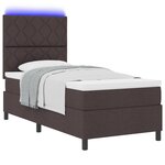 vidaXL Lit à ressorts avec matelas et LED marron foncé 90x200 cm en tissu